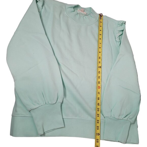 Goodthreads Women's Heritage Fleece Ruffle Shoulder Sweatshirt Mint Green XXL - Picture 10 of 11